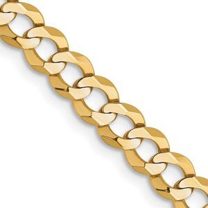 4.75mm 14K Yellow Gold Solid Light Flat Curb Chain Necklace, 16 Inch